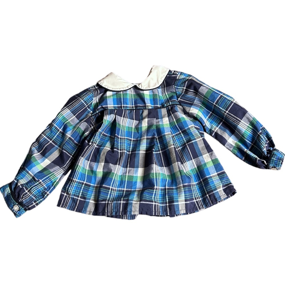 The Bubble Bee plaid Peter Pan top size 24 Mo